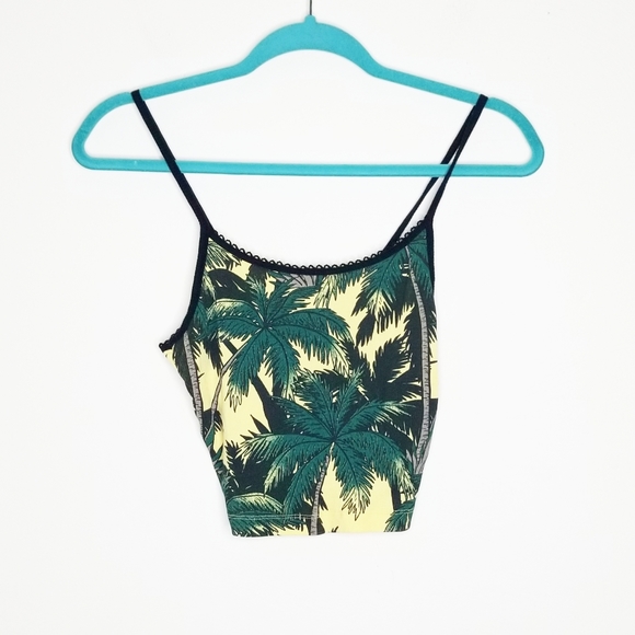 Topshop Tops - Topshop cotton palm tree crop top yellow 6